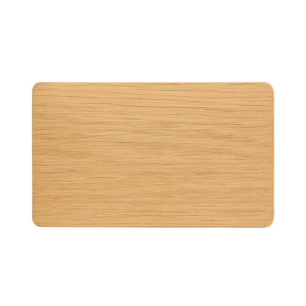 Unbedruckte NFC-Visitenkarte aus hellem Holz